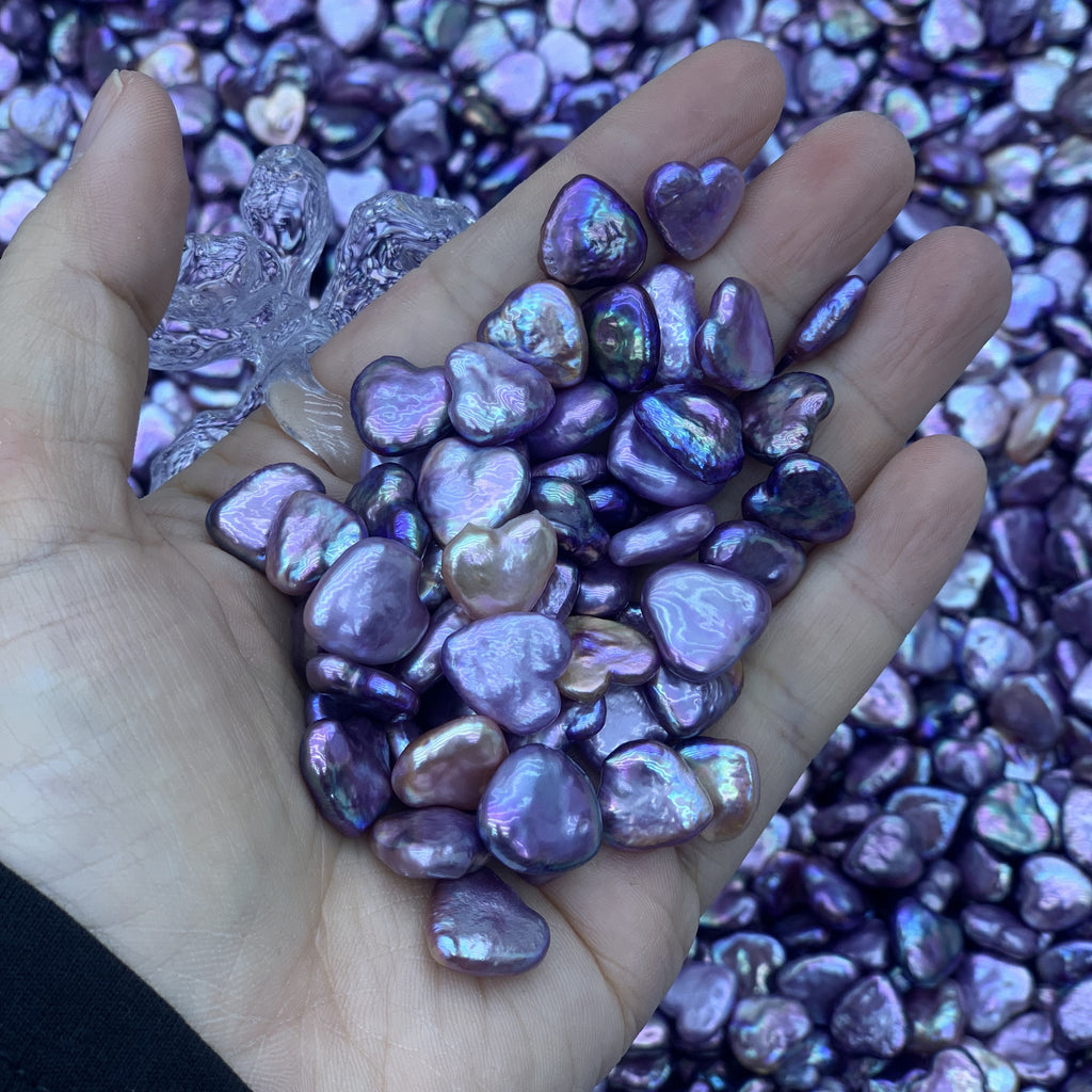 DIY Material Wholesale Natural Freshwater purple heart-shaped Baroque pearl loose beads, 11-12mm AA grade pearls