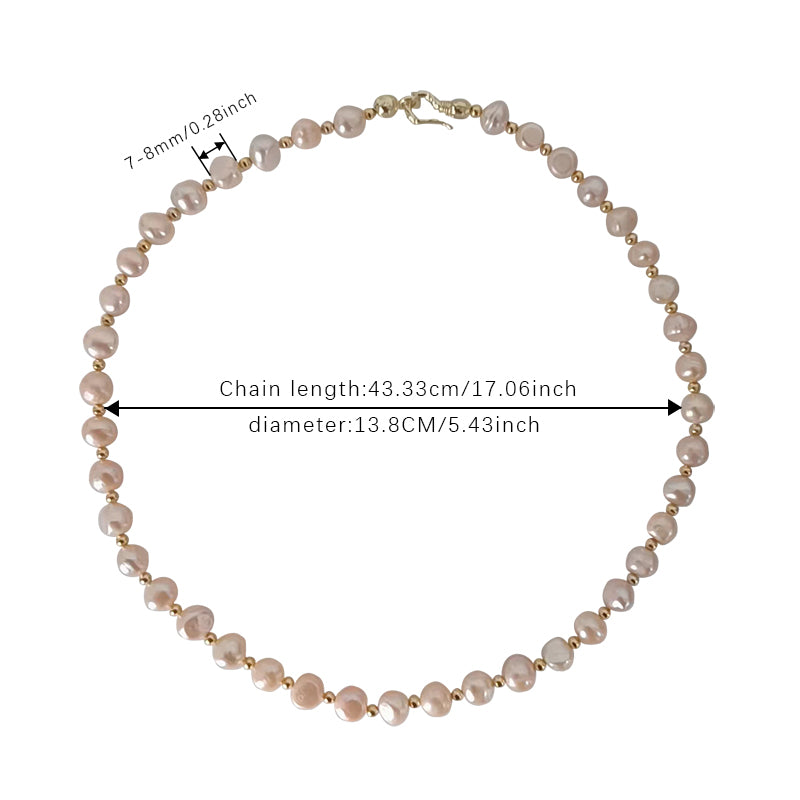 Natural freshwater champagne Baroque pearl necklace, fashionable and exquisite pearl necklace for women