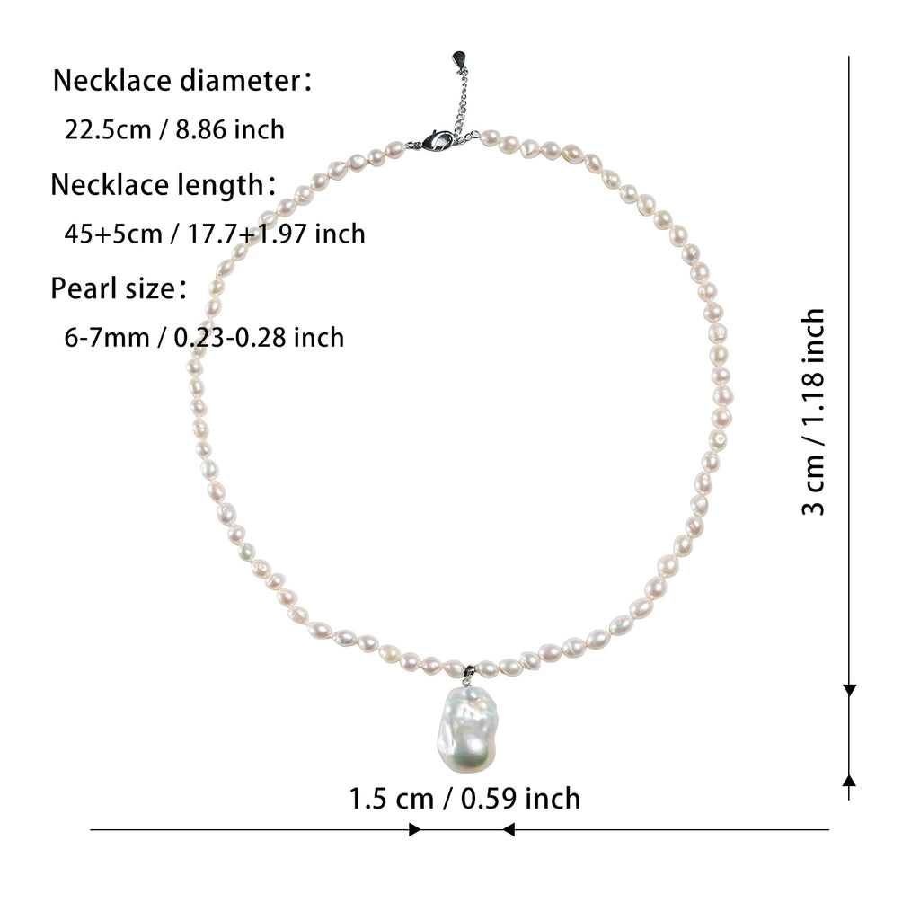 Natural freshwater white irregular Baroque pearl pendant necklace, fashionable high-end pearl necklace for women