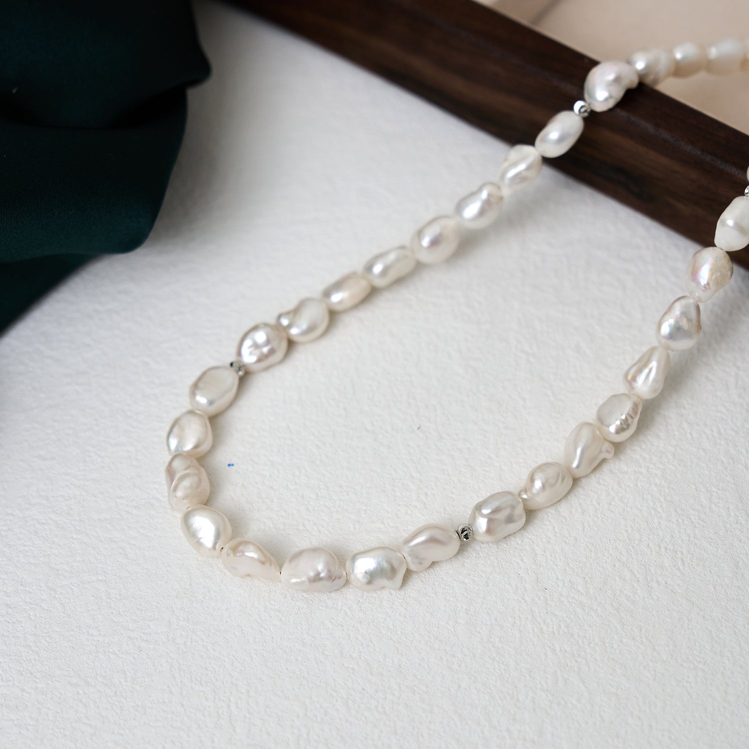 Fashion Natural Freshwater Baroque Pearl Beaded Necklace With extended Chain Loose  Beads White Rice-shaped Natural Pearl Chain