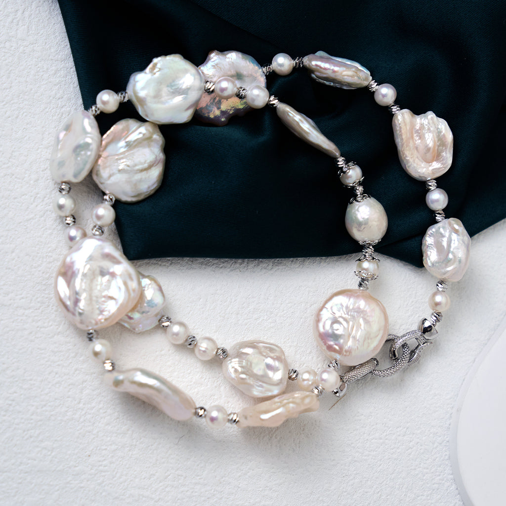 Natural freshwater pearl necklace wholesale High quality Baroque shaped pearl choker