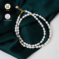 Fashion Jewelry For Women White  Freshwater Cultured Pearl With Steel Bead Stackable Rice Type Necklace