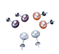 Hot selling natural freshwater pearl earring set, with three pairs of white, pink, and black pearl earrings for women's jewelry