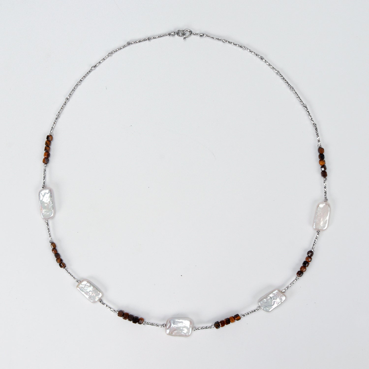 New Design Natural Freshwater White square Baroque Pearl Necklace, Fashionable natural gemstone necklace for women