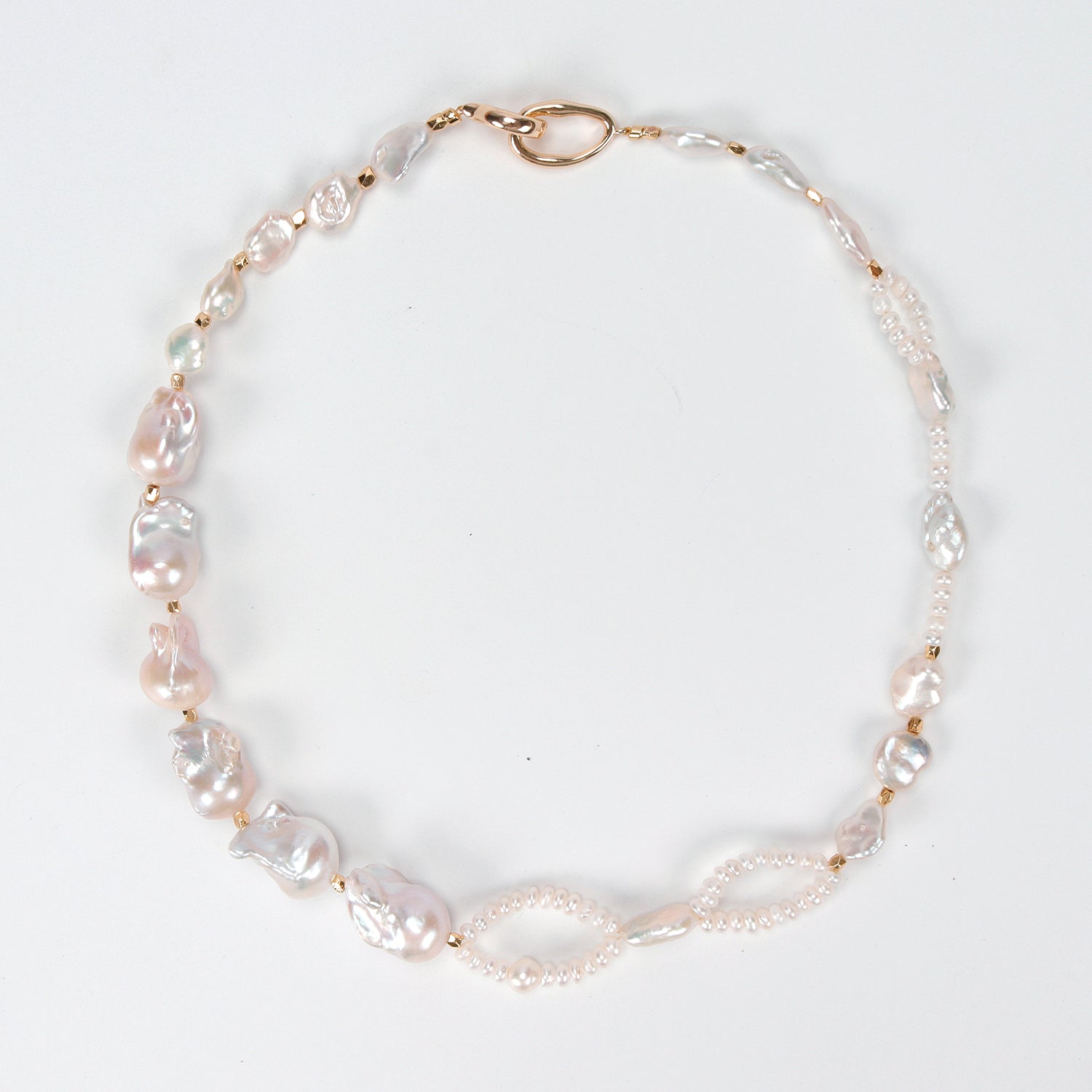 Fashion Natural Freshwater White Baroque Pearl Necklace, High-quality handmade double-layer necklace for women