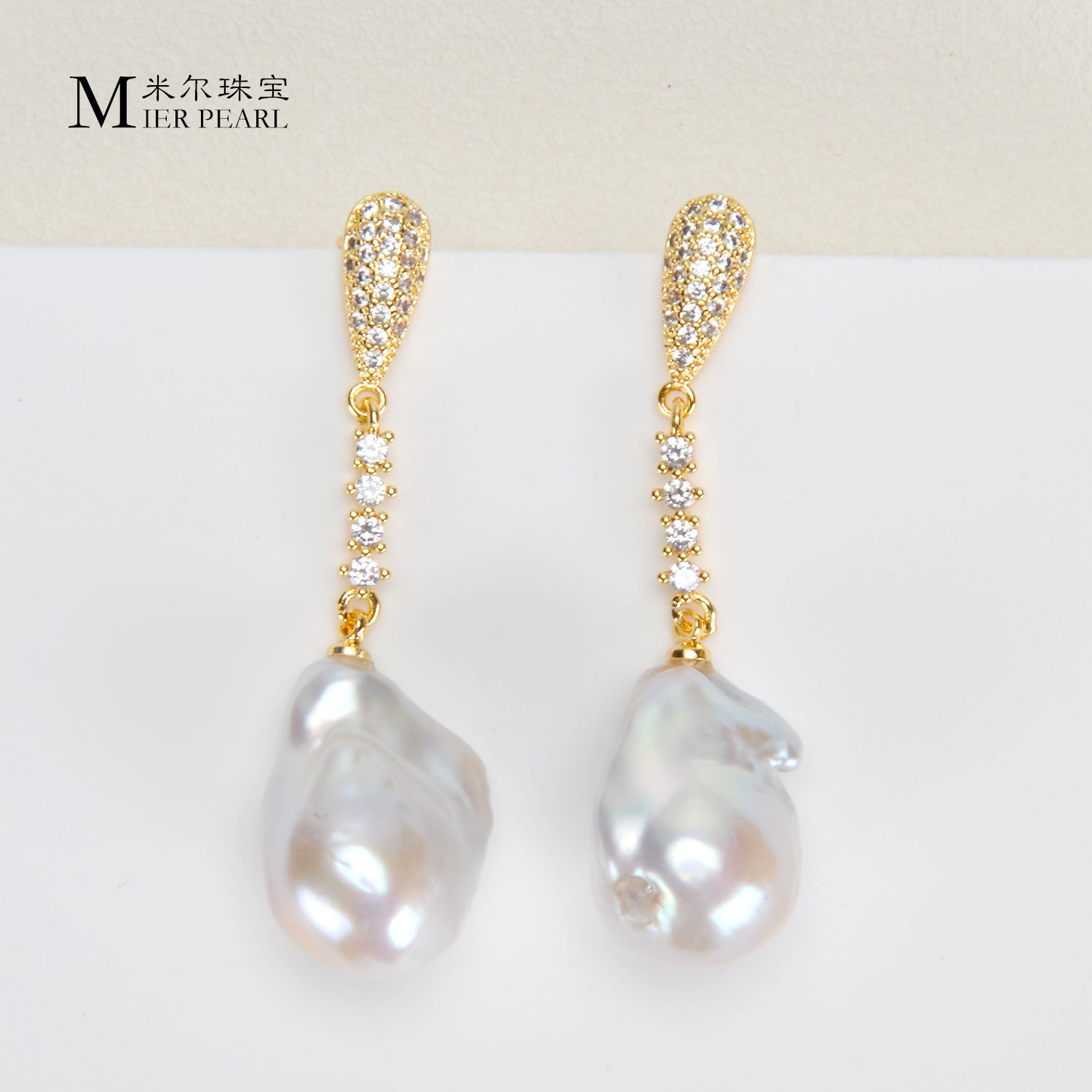 New Design Asymmetry Irregular Freshwater Pearl White Big Baroque Pearl Earrings For Women Jewellery