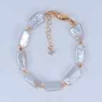 Recommend Natural Freshwater white square Baroque pearl Bracelet, Fashionable pearl bracelet for Women's jewelry