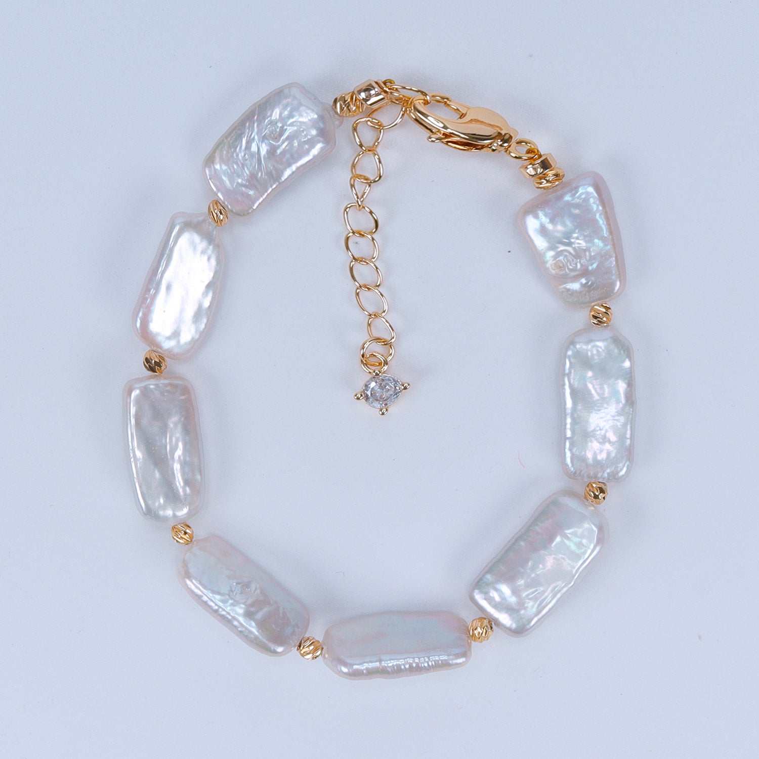 Recommend Natural Freshwater white square Baroque pearl Bracelet, Fashionable pearl bracelet for Women's jewelry