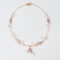 Natural Freshwater White Flower petal Purple Star Baroque Pearl Necklace, Hand-designed crafted pearl necklace for girls