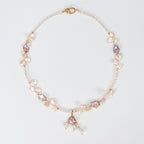 Natural Freshwater White Flower petal Purple Star Baroque Pearl Necklace, Hand-designed crafted pearl necklace for girls