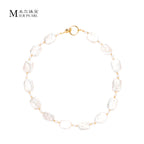 Good Quality Natural freshwater white square Baroque pearl necklace, fashionable and high-end necklace suitable for women