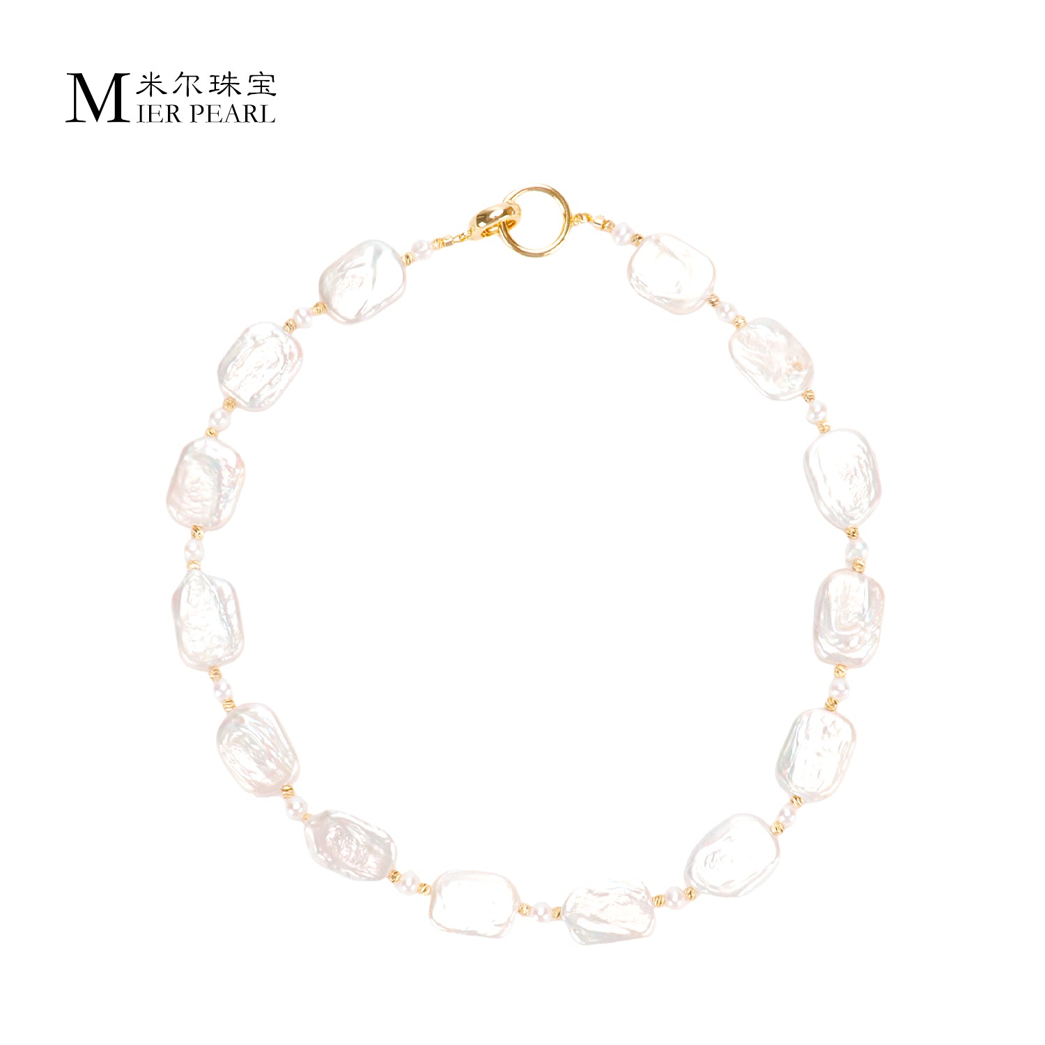 Good Quality Natural freshwater white square Baroque pearl necklace, fashionable and high-end necklace suitable for women