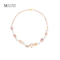 New Design Natural Freshwater Pink Purple Large Baroque Pearl Handmade Vintage Necklace