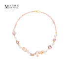 New Design Natural Freshwater Pink Purple Large Baroque Pearl Handmade Vintage Necklace