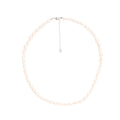 Real Natural freshwater white oval pearl full bead necklace, S925 extended chain versatile and fashionable for women