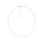 Real Natural freshwater white oval pearl full bead necklace, S925 extended chain versatile and fashionable for women
