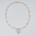 Top Fashion Natural Freshwater White Rice-shaped Pearl Baroque pendant Necklace. Fashionable pearl necklace for women
