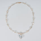 Top Fashion Natural Freshwater White Rice-shaped Pearl Baroque pendant Necklace. Fashionable pearl necklace for women