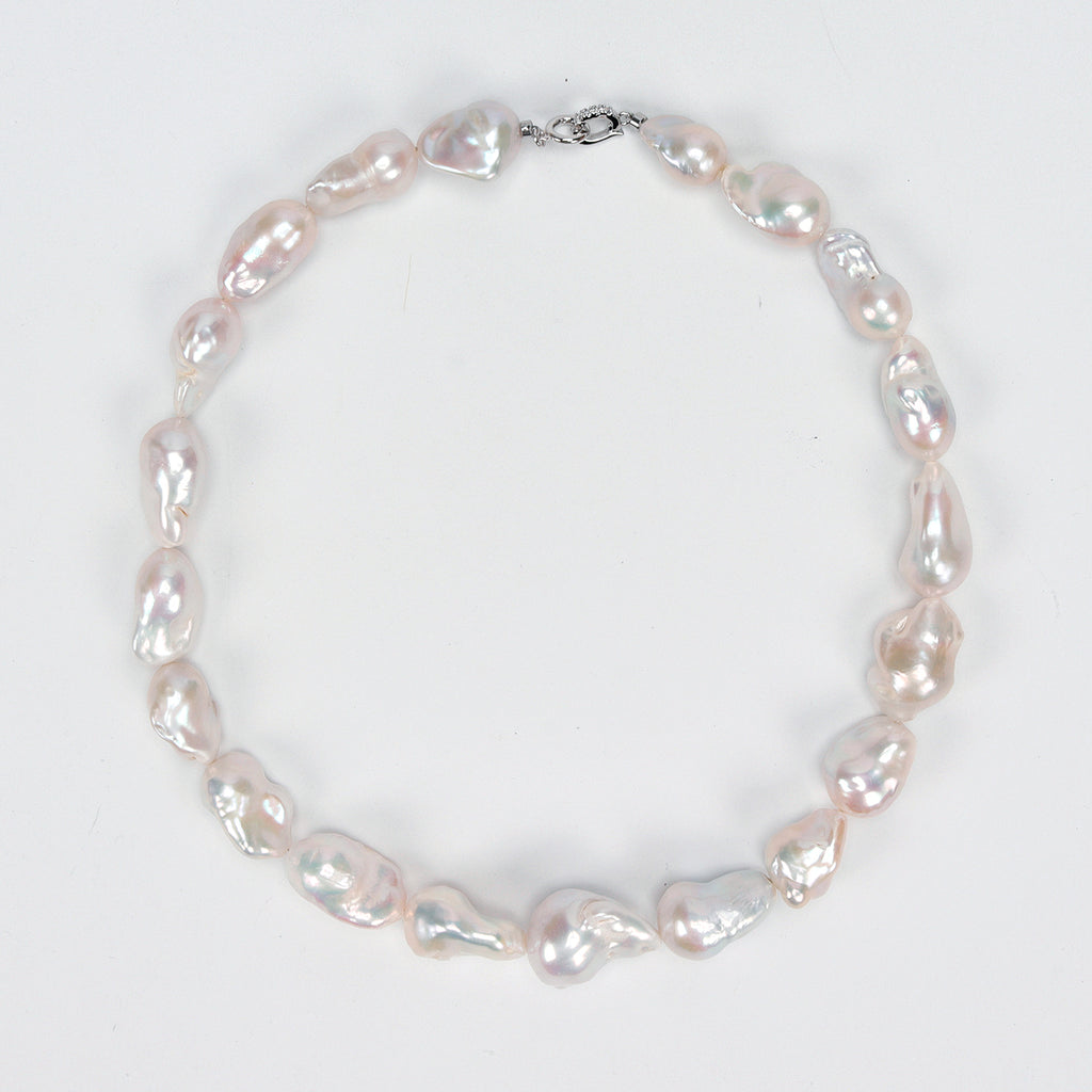 Good Quality Natural Freshwater white Irregular large Baroque Pearl bead Necklace, High-end pearl necklace for Women's jewelry