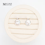 Good Quality Natural freshwater white button Baroque pearl earrings, S925 sterling silver queen earrings suitable for women