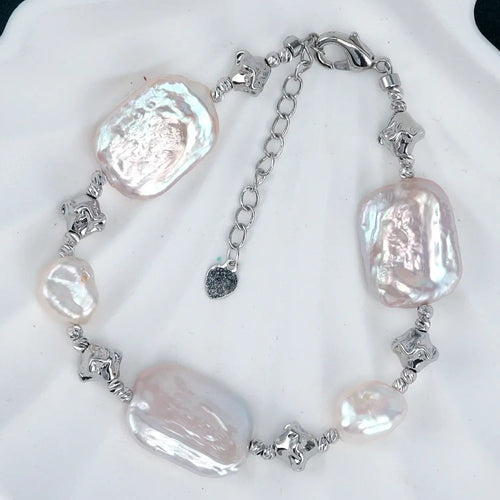 2026 Luxury Freshwater Baroque Shape Bracelet for Women White Pearl Beaded with Special Buckle Design Niche Jewelry Wholesale