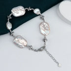 2026 Luxury Freshwater Baroque Shape Bracelet for Women White Pearl Beaded with Special Buckle Design Niche Jewelry Wholesale