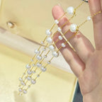 Hot selling Natural Freshwater white bead spaced starry sky necklace, Fashionable and exquisite pearl necklace for women