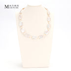 Good Quality Natural freshwater white square Baroque pearl necklace, fashionable and high-end necklace suitable for women