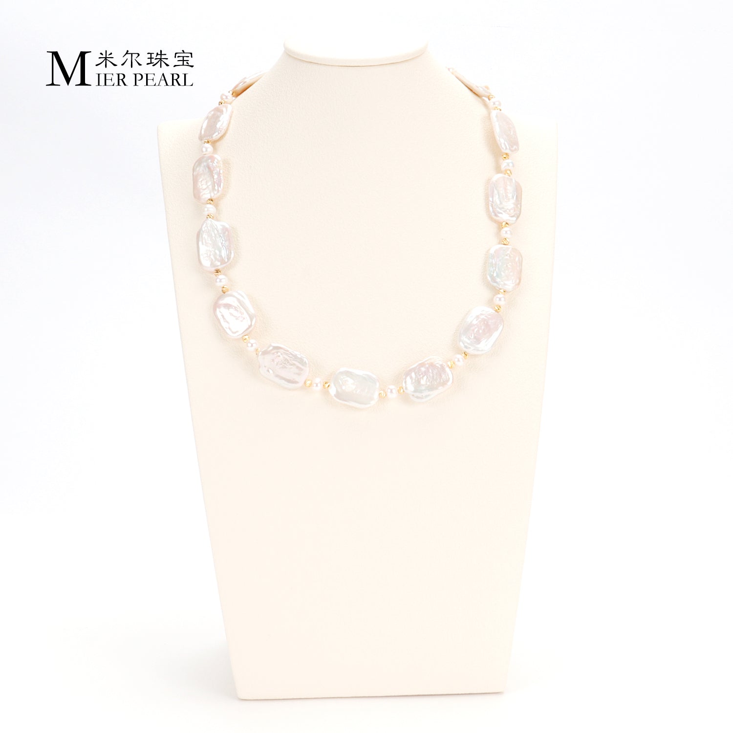 Good Quality Natural freshwater white square Baroque pearl necklace, fashionable and high-end necklace suitable for women
