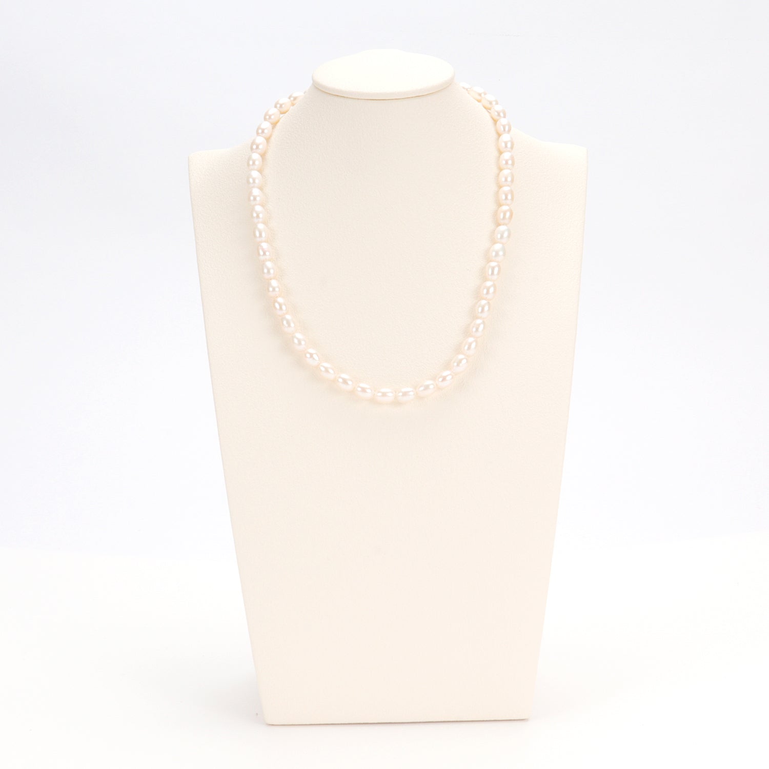 Real Natural freshwater white oval pearl full bead necklace, S925 extended chain versatile and fashionable for women