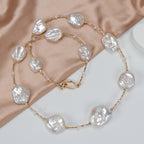 Panic Buying Natural Freshwater White large-sized petal-shaped Baroque Pearl Necklace High-end pearl necklace for women