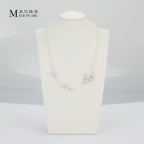 Favourite Natural Freshwater Rice Shaped Pearl Full Bead Necklace with Petals Baroque Pearl Fashion Necklace for Women