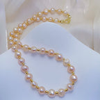 Natural freshwater champagne Baroque pearl necklace, fashionable and exquisite pearl necklace for women