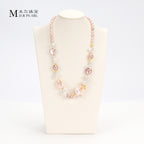 New Design Natural Freshwater Pink Purple Large Baroque Pearl Handmade Vintage Necklace