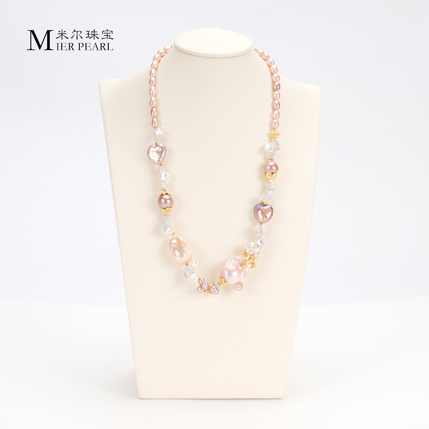 New Design Natural Freshwater Pink Purple Large Baroque Pearl Handmade Vintage Necklace