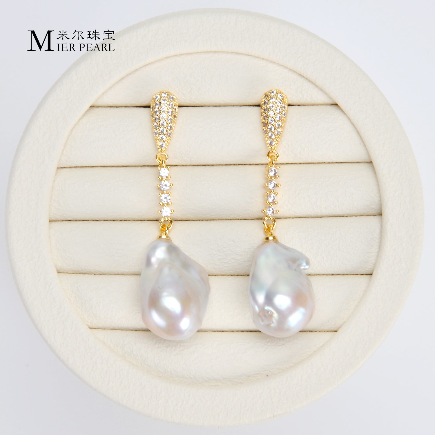 New Design Asymmetry Irregular Freshwater Pearl White Big Baroque Pearl Earrings For Women Jewellery