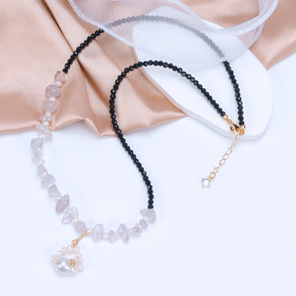 Best Price Natural Freshwater white Baroque pearl Irregular purple crystal Pendant Necklace Fashionable pearl necklace for Women