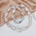 Good Quality Natural Freshwater white Irregular large Baroque Pearl bead Necklace, High-end pearl necklace for Women's jewelry