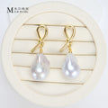 Recommend Asymmetry Irregular Freshwater Pearl White Big Baroque Pearl Earrings For Women Jewellery