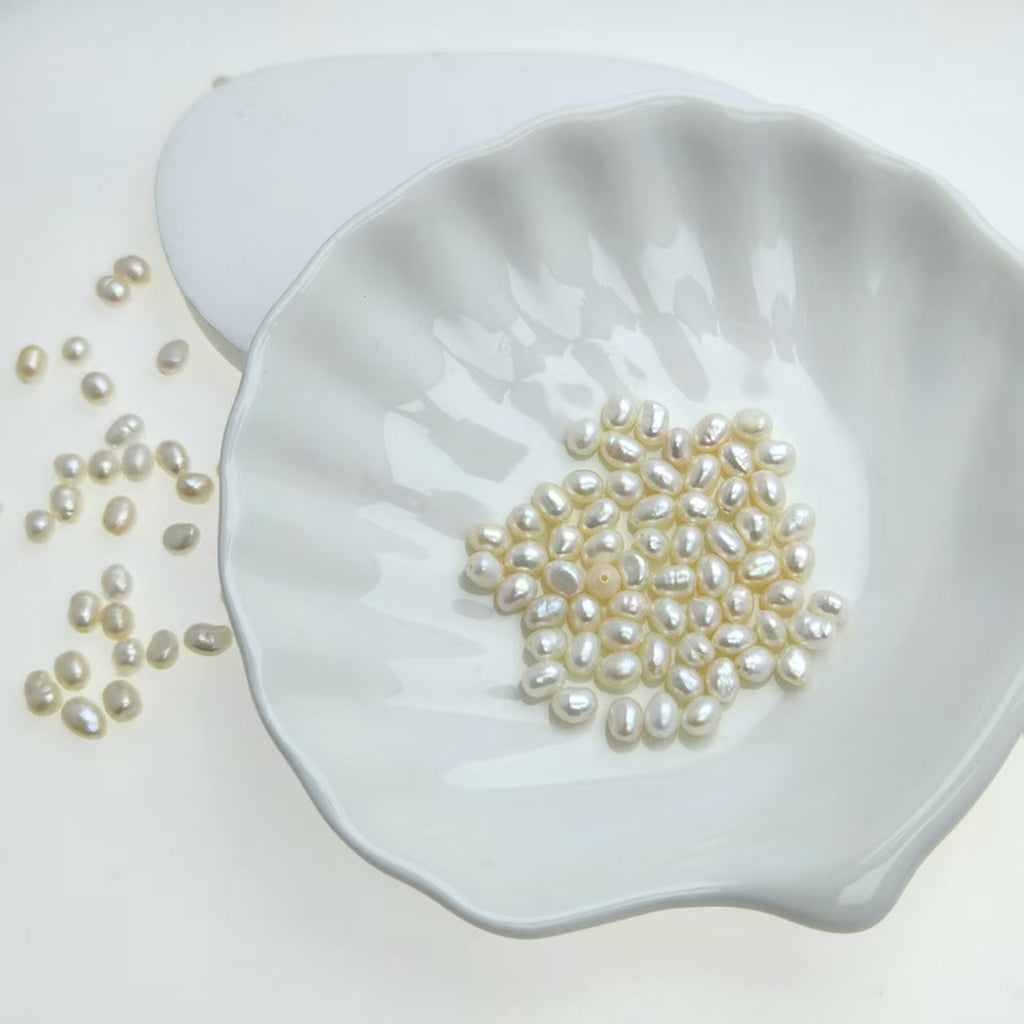 DIY Material Natural freshwater white rice shaped pearl loose beads 3-4mm,  AAA grade pearls