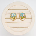Trendy Jewelry Retro Baroque Natural Freshwater Pearl Stud Earring Earrings for Women Oval Oil Painting Flower Earrings Stud