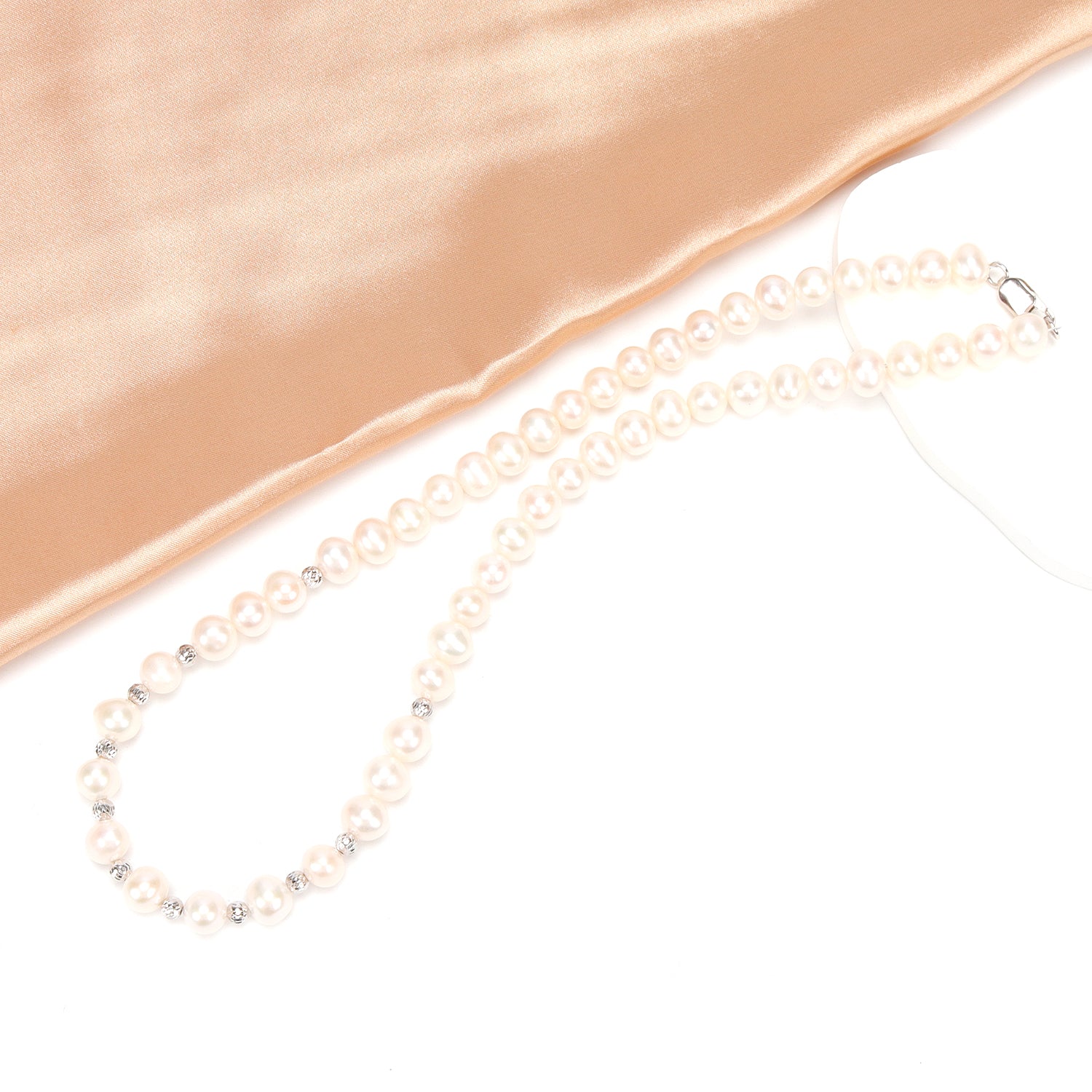 Hot Sale Natural Freshwater white nearly circular pearl necklace, Fashionable and versatile S925 sterling silver chain for women