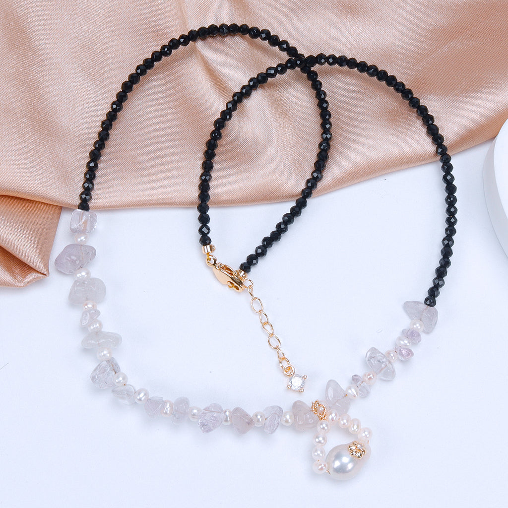 Best Price Natural Freshwater white Baroque pearl Irregular purple crystal Pendant Necklace Fashionable pearl necklace for Women