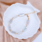 Recommend Natural Freshwater white square Baroque pearl Bracelet, Fashionable pearl bracelet for Women's jewelry