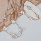 Panic Buying Natural Freshwater White large-sized petal-shaped Baroque Pearl Necklace High-end pearl necklace for women