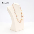New Design Natural Freshwater Pink Purple Large Baroque Pearl Handmade Vintage Necklace