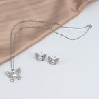 Natural freshwater white pearl butterfly pendant earring set, fashionable pearl set suitable for women