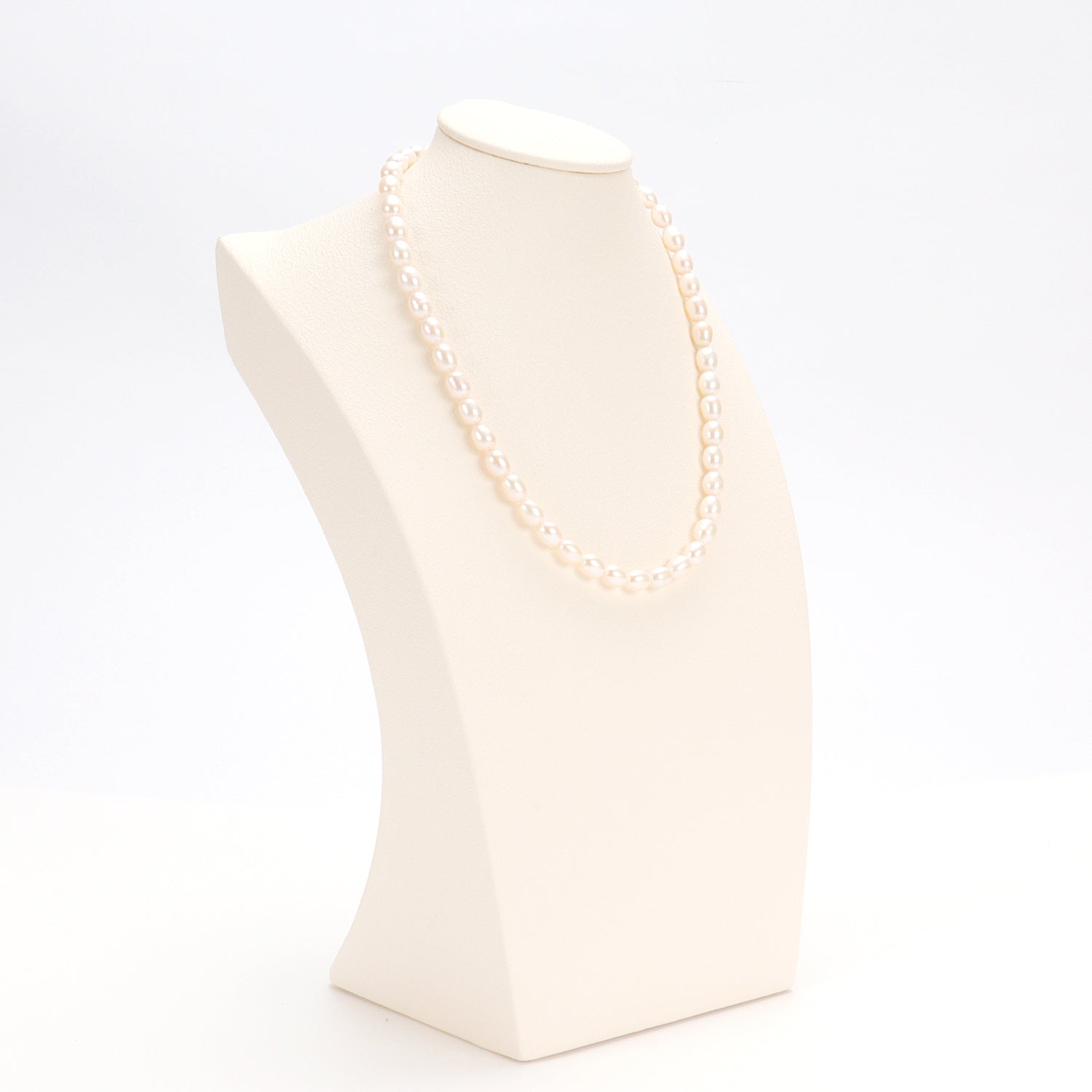 Real Natural freshwater white oval pearl full bead necklace, S925 extended chain versatile and fashionable for women
