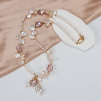 Natural Freshwater White Flower petal Purple Star Baroque Pearl Necklace, Hand-designed crafted pearl necklace for girls