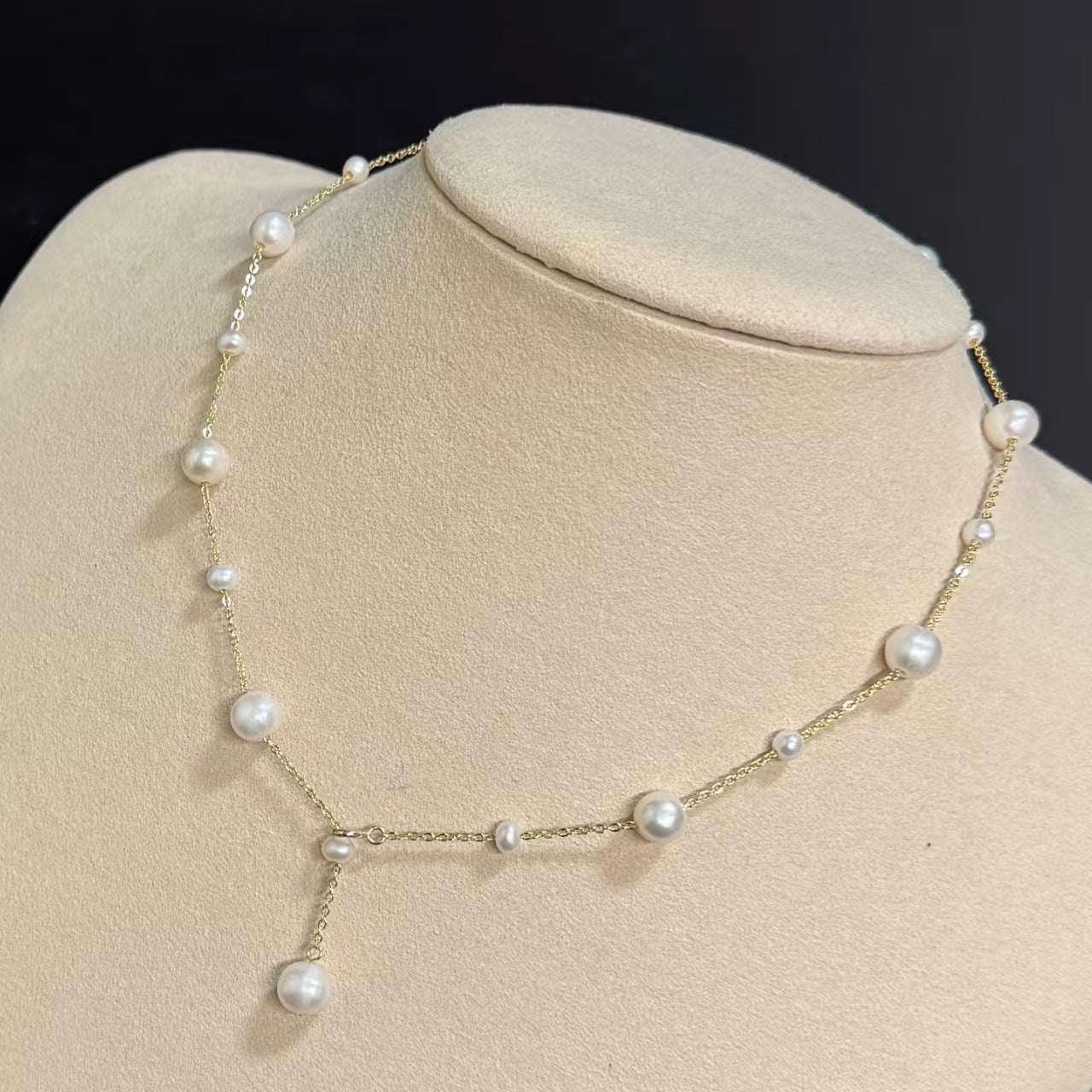 Hot selling Natural Freshwater white bead spaced starry sky necklace, Fashionable and exquisite pearl necklace for women